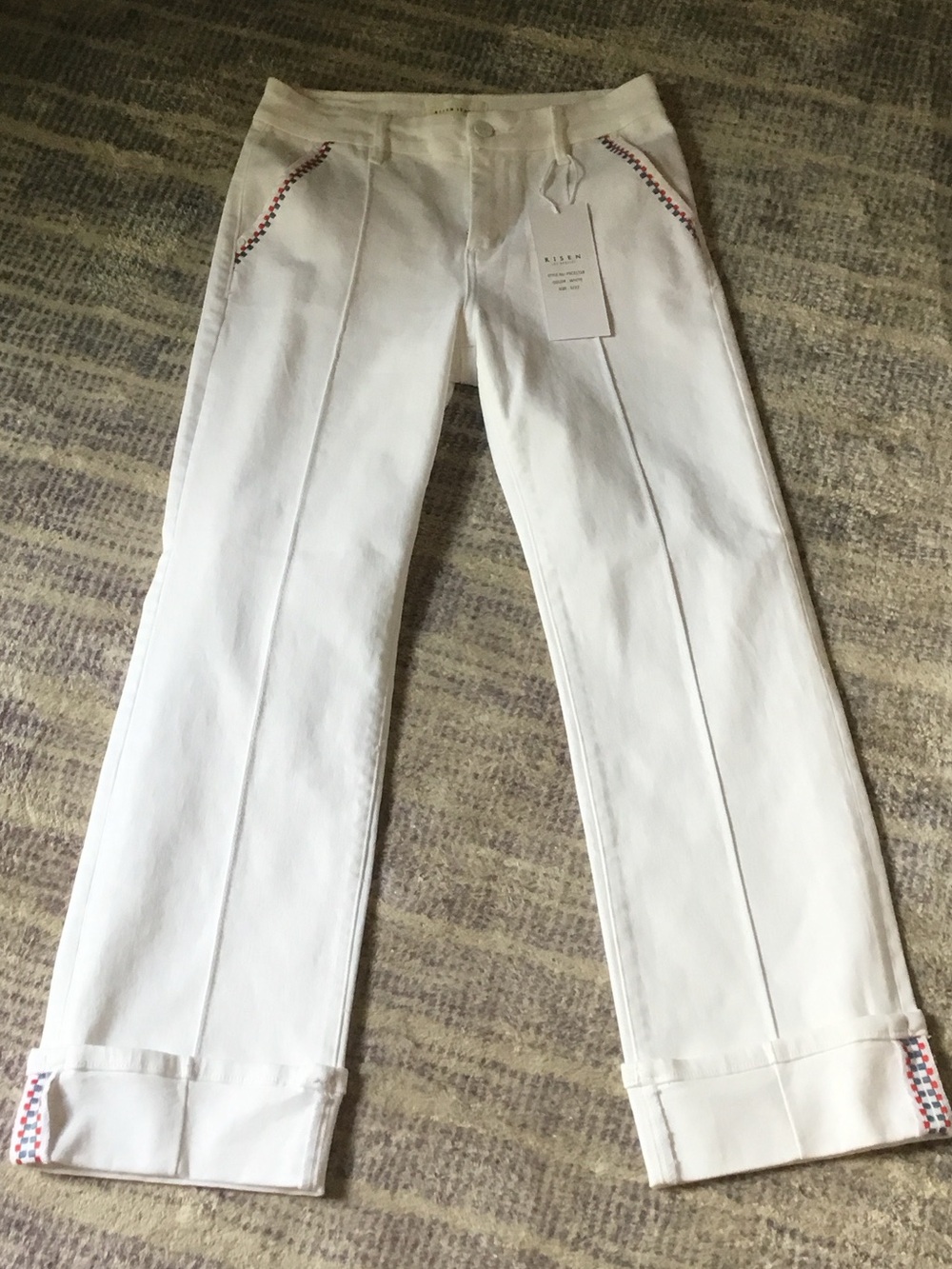 Women’s Risen High Crop Straight Deco Stitch Pants NWT